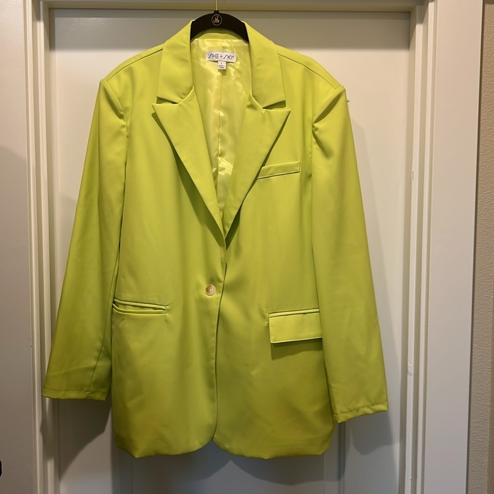 She + Sky Neon Yellow Blazer